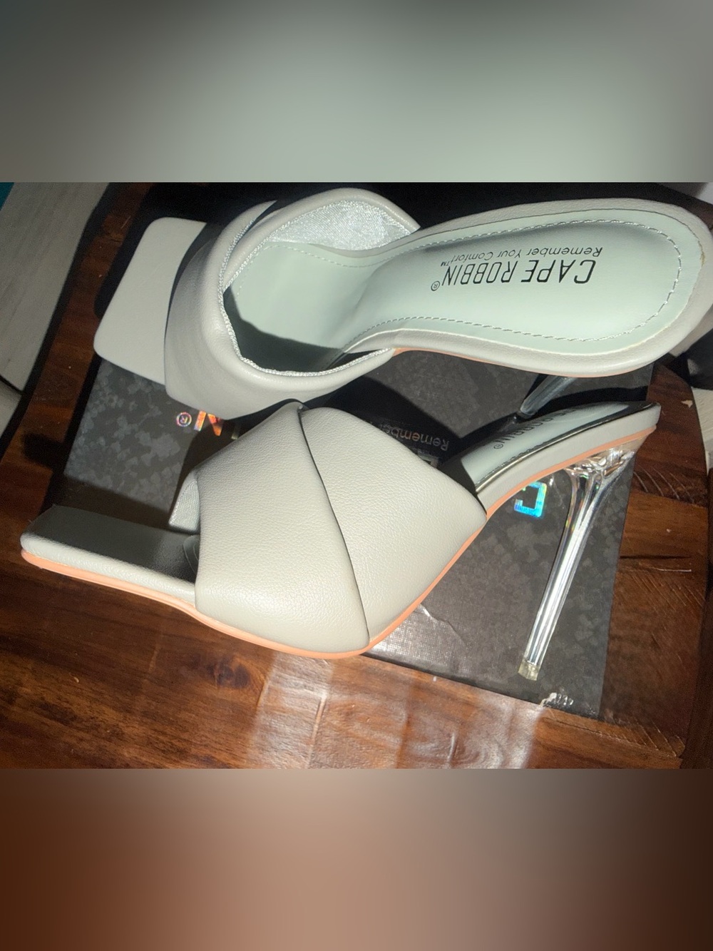 Cape Robbin Grey Open-Toe Stiletto Mule Size 9